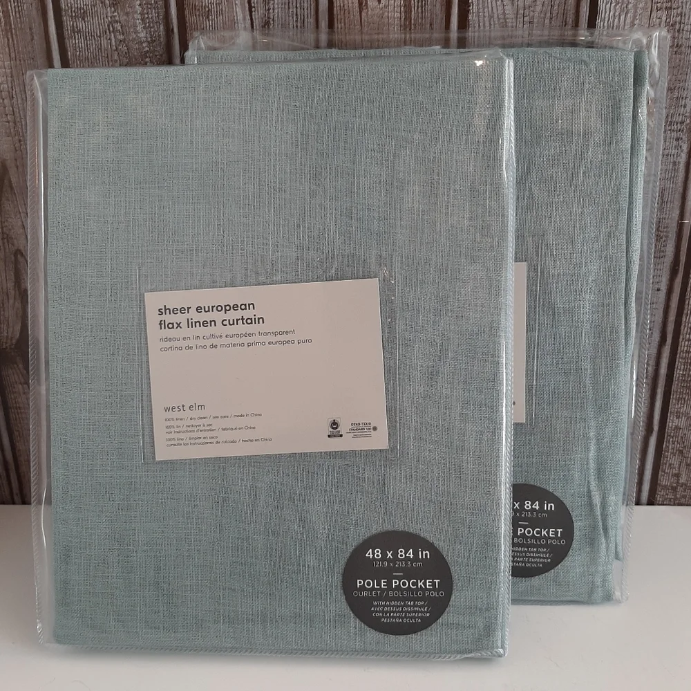 *West Elm Sheer European Flax Linen Pole Pocket Panels 84